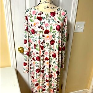 Dainty Jewells Elegant Floral Dress Reds/Pinks/Greens. EUC. 3x